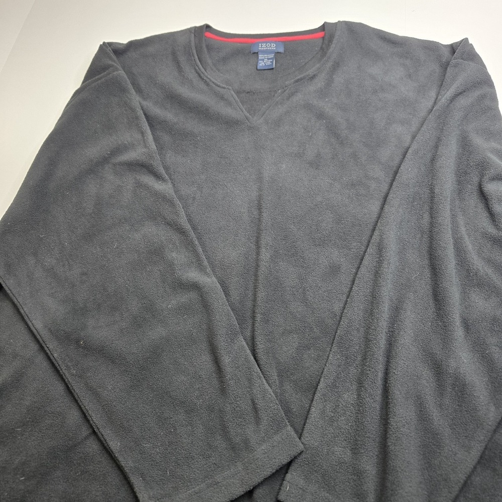 Izod Men's Lounge Fleece Long Sleeve Pullover Black XL.  Free Shipping.  A9